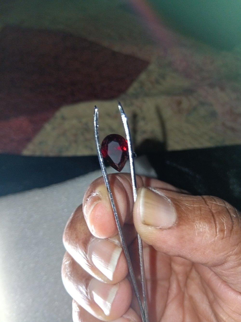 Natural 4.0ct Pear Deep Red Hessonite Garnet